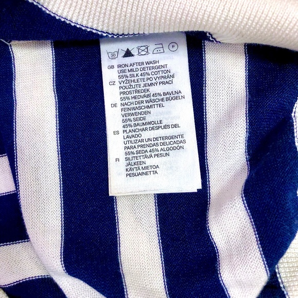 H&M Men's Fine Knit Nautical Striped Silk Sweater Medium - Picture 10 of 13